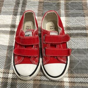 Vibrant Red Kids Sneakers with Velcro Straps